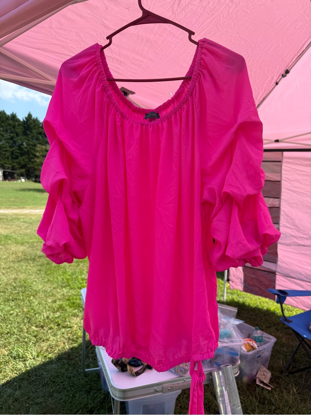 Hot Pink Women's Peasant Blouse - Relaxed Off-Shoulder Style Vincent Camuto 3x